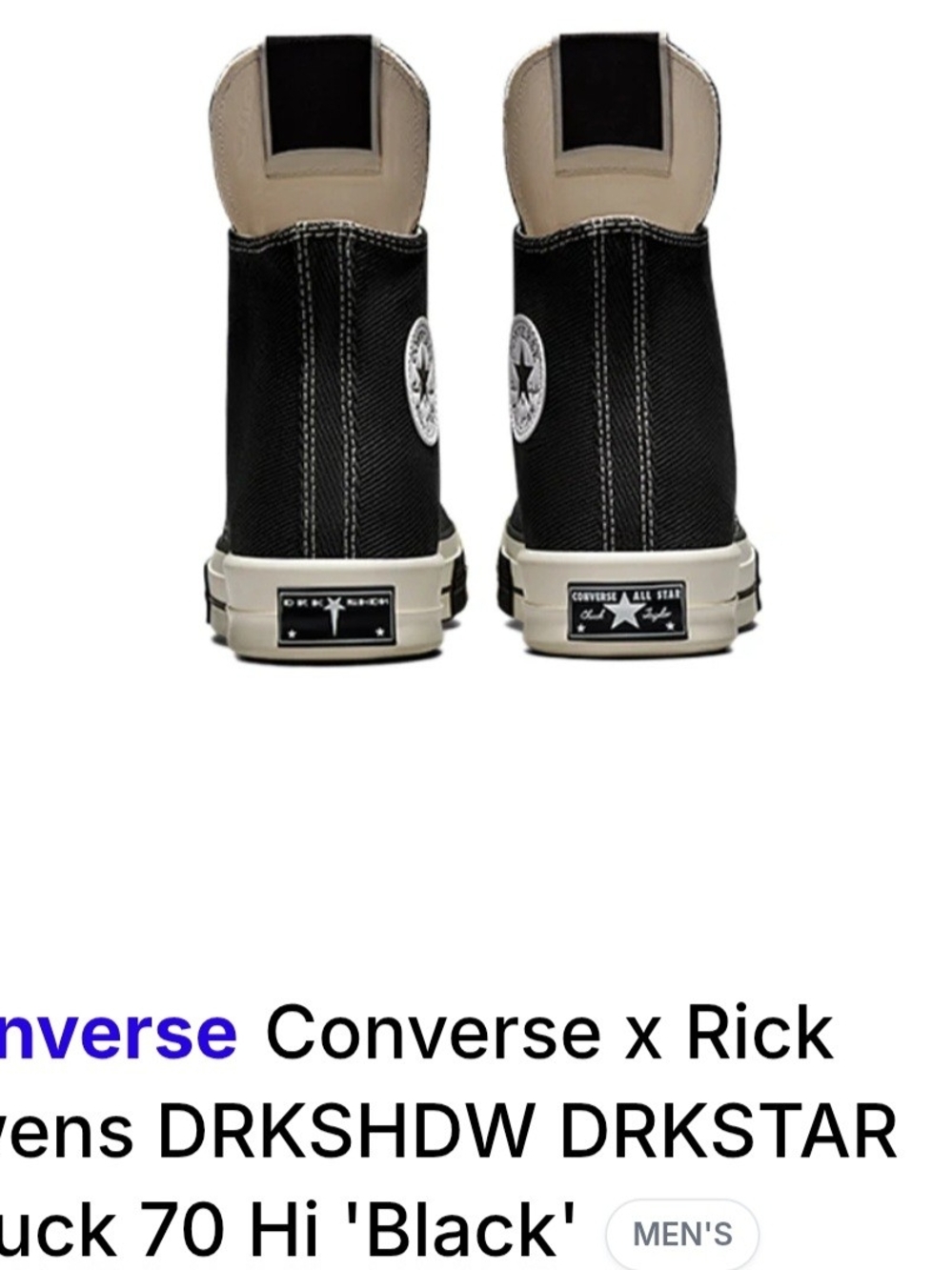 Rick Owens x DRKSHDW DRKSTAR Chuck 70 High 'Black - Picture 5 of 6